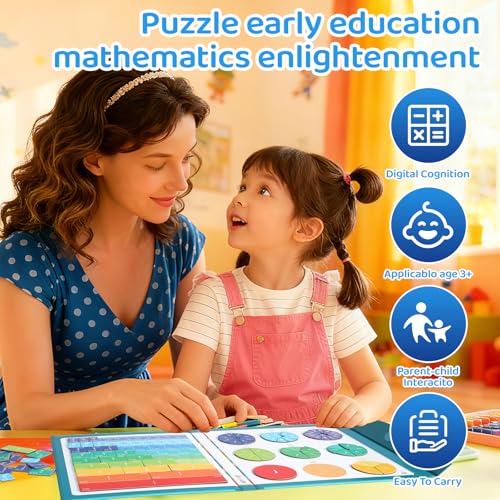 KAK Magnetic Fraction Book 51 Pcs Math Manipulatives Tiles Grades K-5