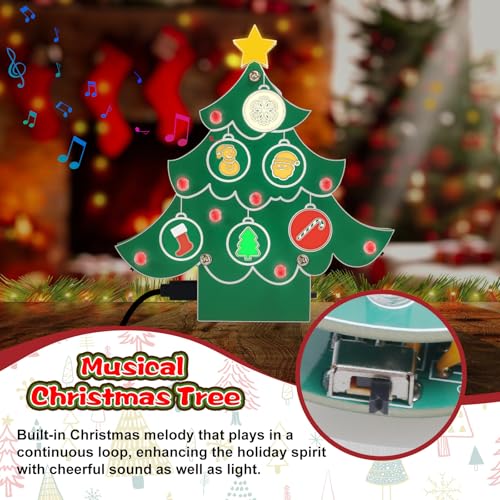 Soldering Practice Kit, ICSTATION Heart Shaped LED Light Soldering Project Christmas Tree Soldering kit with Music Colorful Light Patterns 3 Lighting Modes RGB LED DIY Electronic Kit