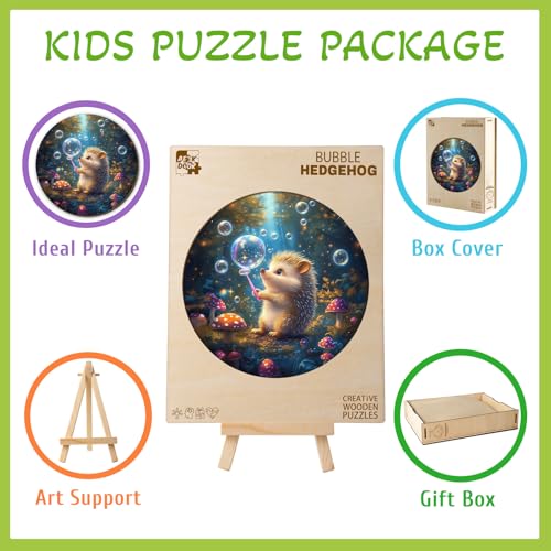 Animal Wooden Puzzles for Kids Ages 6-8 - Bubble Hedgehog - color: Bubble Hedgehog
