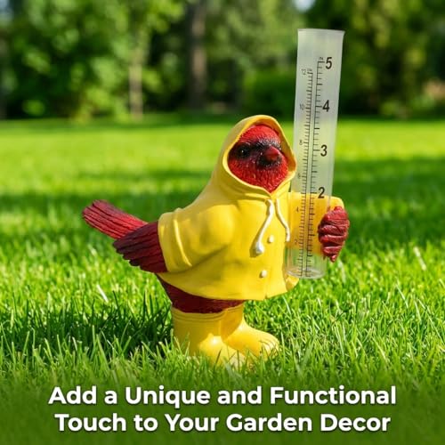 The Bridge Collection Cardinal in Raincoat Rain Gauge Statue Garden Decor