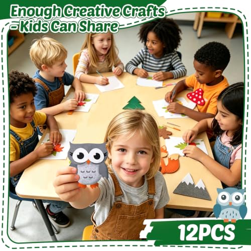 CiyvoLyeen Woodland Animals Craft Kit Kids DIY Crafting and Sewing Set Woodland Animals Felt Plushie for Girls and Boys Educational Beginners Sewing Set Sewing Kits for Kids Age 8 9 10 11 12 - color: Forest animals-12 Pcs