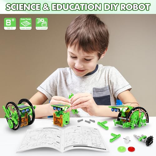 STEM 13-in-1 Education Solar Power Robots Toys for Boys Age 8-12 - color: Green