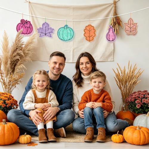 Aneco 24 Sets DIY Boho Fall Pumpkin Suncatchers Craft Kit, Tissue Paper Sign Art Crafts Hanging Decor Window Stained Glass Effect for Thanksgiving Party Supplies Holiday Home Activities Party Favors - style: Boho Fall