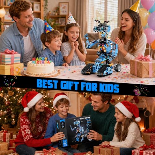 zinat 4-in-1 STEM Robot Building Kit with Remote Control, Multiple Robot Designs, Educational DIY Blocks Toy, Birthday for Kids 6-14 & Adults - 824Pcs