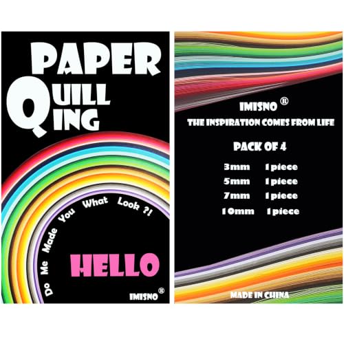 IMISNO Paper Quilling Strips Set,1040Strips,26Colors,3/5/7/10mmx38cm - size: 1