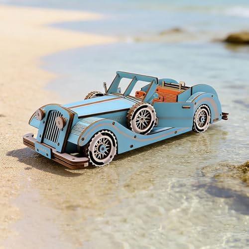 3D Wooden Vintage Car Puzzle, DIY Classic Car Model Kit for Adults