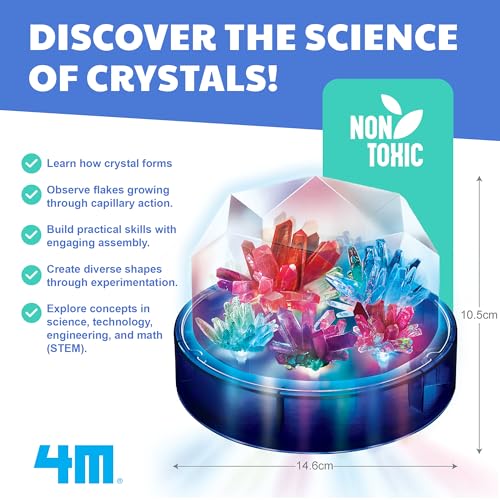 Crystal Growing - Colour Changing Crystals Light - Crystal Growing Kit with LED Lights, STEM Kits Learning for Kids, Create Unique Designs and Vibrant Displays, Safe Non-Toxic Materials - style: Crystal Growing Color Changing LED Light Kids Science Kit
