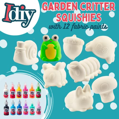 Jumbo Squishy Toys Craft Kit (8-Pack Garden Critters) – Paint Your Own Slow Rising Squishies DIY Art Set for Kids – Includes 12 Fabric Paints & Kawaii Stress Relief Toys – Ages 4-12 Birthday Gift - color: Cute Critters -8pc