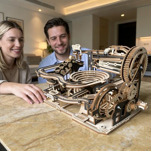 3D Wooden Puzzles for Adults Wood Marble Run DIY Mechanical Craft Model Kit