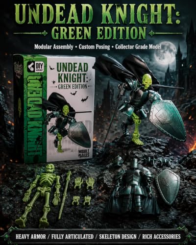 5.5 inch T13 Skeleton Knight Action Figure Set - color: Emerald Skull Knight