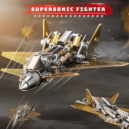 3D Metal Puzzle for Adult, J-20 Supersonic Dragon Fighter Puzzle, Military Fighter 3D Metal Model Kit - Fighter Assembly DIY Building Set, Ideal Gift for Adults and Collectors