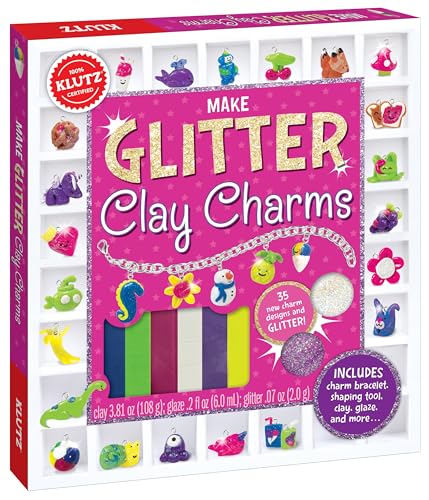 Klutz Make Glitter Clay Charms Craft Kit, 8" Length x 1.25" Width x 9" Height