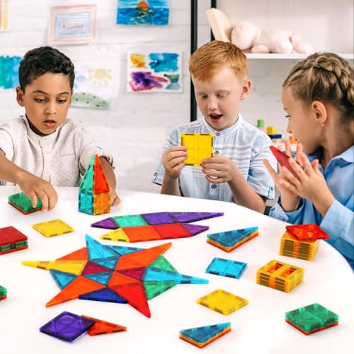 OugerToy 64 PCS Magnetic Building Tiles for Kids Ages 3-9 - style: 64PCS