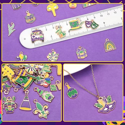 SANNIX 110 Pcs/55 Pairs Mardi Gras Charms, Mardi Gras Charms for Jewelry Making Carnival Mask Crown Enamel Charm Pendants for DIY Bracelets Necklaces Earrings Craft Accessories - style: Mardi Gras Charms
