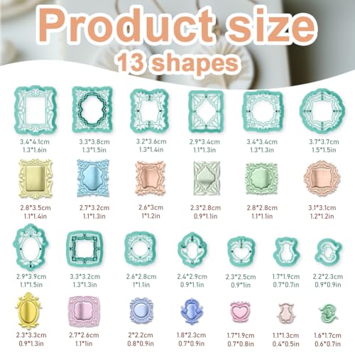13Pcs Retro Frame Polymer Clay Cutters Clay Earrings Cutters - style: Retro frame