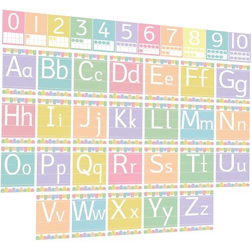37 Pcs Pastel ABC Alphabet for Classroom Wall ABC Posters and 0-10 Number Cards Pastel Bulletin Board Letters Number Line for Classroom (Pastel ABC) - color: Pastel Abc