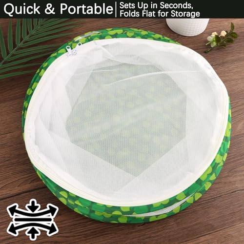 ZUFECY 12-Inch Tall Round Pop-Up Butterfly Cage - Medium Insect Habitat with Carry Handle & Top Zipper, Breathable Mesh for Caterpillar to Butterfly Kit