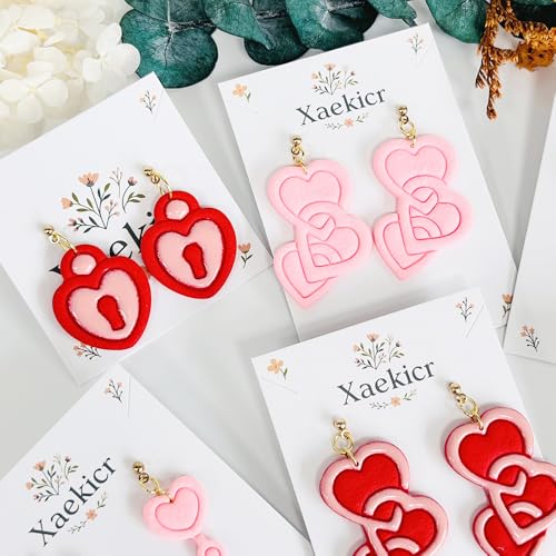 Xaekicr Heart Lock and Key Clay Cutters Set – 3PCS Polymer Clay Cutters for Earrings, Valentine’s Day Clay Earring Cutters, Polymer Clay Molds for Jewelry Making, Clay Tools - color: M color