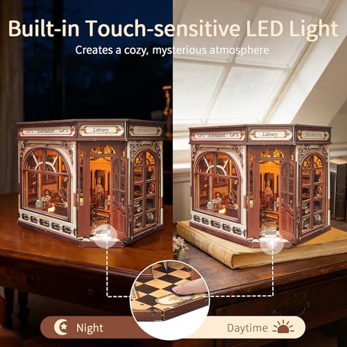 BELEEV Book Nook Kit for Adult and Teens,3D Wooden Puzzle(Athena's Library) - color: Athena's Library