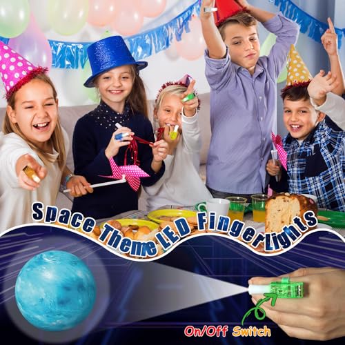 CHUNNIN 36 Pcs Space LED Finger Lights Glow in Dark Galaxy Party Favors - style: Space
