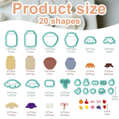 20Pcs Food Jars Polymer Clay Cutters Fruits Clay Earrings Cutters Polymer Jewelry Cutter for Earrings Making Birthday Party DIY Supplies - style: Food cans