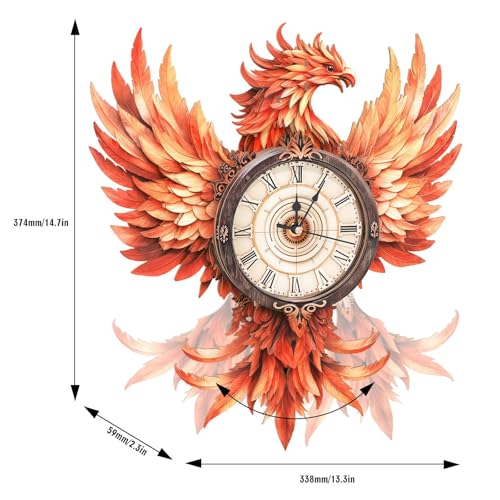 3D Puzzles for Adults, Fire Phoenix Wall Clock 3D Wooden Puzzles Clock Kits for DIY Birthday Gift for Women Men Home Decor Holiday Christmas - color: Fire Phoenix