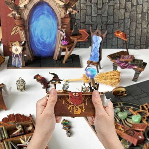 Magic Book Nook with Remote Wand DIY Dollhouse Miniature Kit - color: Magic Academy