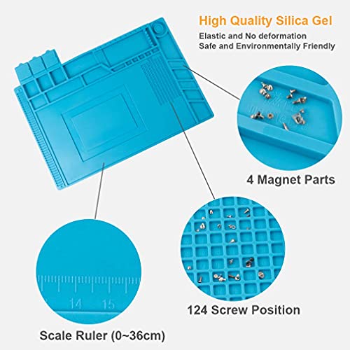 CPB Heat Resistant 932°F Silicone Soldering Mat, Anti-static Magnetic Mat
