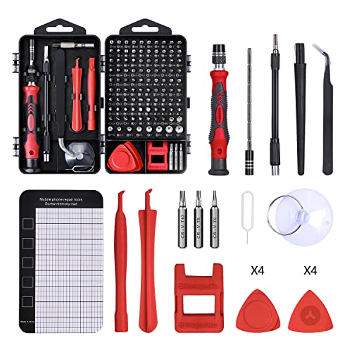 Precision Screwdriver Set, SHOWPIN 122 in 1 Computer Screwdriver Kit - color: 126in1-red