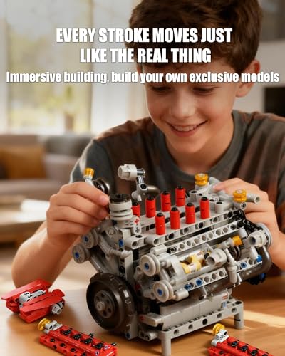 Mini V8 Engine Building Set with Motor, Battery Powered for Age 14+,1123PCS - color: Style 2