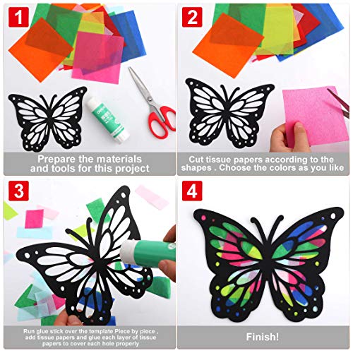 Outus 12 Pcs Butterfly Suncatcher Craft Kit for Kids