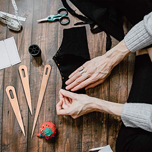 Luter 7Pcs Hand Loom Stick Set - DIY Handcrafts Tools: 5Pcs Wood Weaving Crochet Needle, 1Pc Wooden Shuttle, 1Pc Wood Weaving Comb for Knitting Crafts