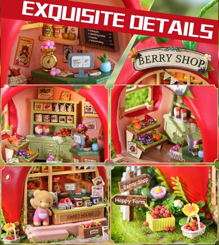 Roroom DIY Miniature House Kit, Strawberry Sweet Shop Dollhouse Kit - color: Bear Berry Shop