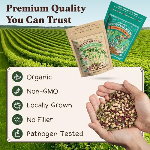 Seedboy Organic Non-GMO Sprouting Seeds 2-Pack (Superfood/Protein)