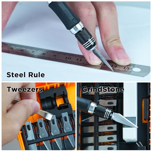 30pcs Craft Knife, Precision Cutter Hobby Knife Blades Set for Art Work, Scrapbooking, Stencil, Architecture Modeling, Wood Leather Working