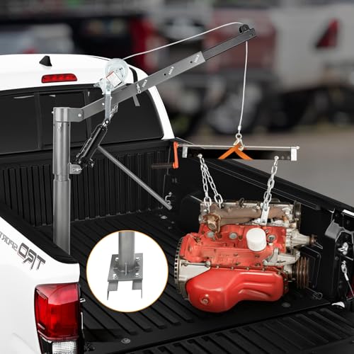 GarveeTech Hydraulic Pickup Truck Crane Hoist, 1000 LBS Capacity Manual Truck Crane with 4 Adjustable Load Levels 500/600/800/1000 LBS for Lifting Goods, Non-Electric Pickup Bed Crane, Silver - color: Silver