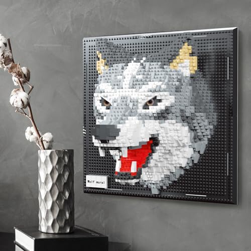 3D Wolf Animal Wall Art Micro Mini Building Blocks Set for Adults, No Compatible with Lego, Unique Table Display & Home Wall Decor, Creative Toy Gift for Chritsmas Birthday (2214 PCS) - style: Wolf