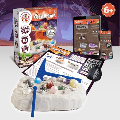Science4you Gemstone Dig Kit for Kids – Learn About Gemstones & Archeology with This Excavation Kit, Discover All the Incredible Minerals, A Archeology Gift for Boys & Girls Age 6 7 8 9+ - style: 1. Gemstone Excavation Kit