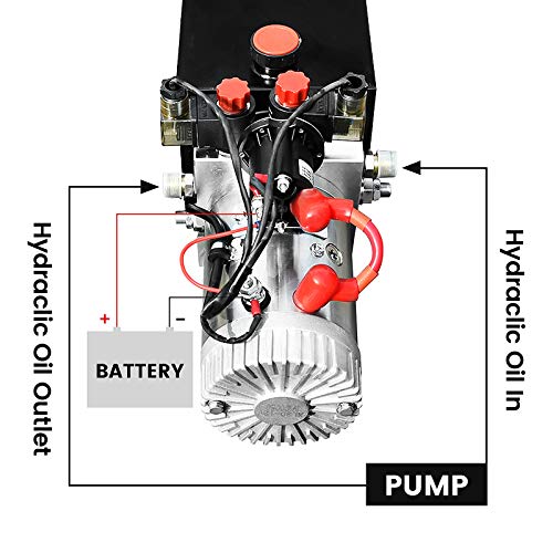 DC HOUSE Trailer Pump 4 Quart 12V Electric Hydraulic Power Double Acting Power-Up Supply Unit for Dump Truck(4 Quart Double Acting) - size: 4 Quart Double