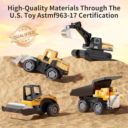 HONGTUO Alloy Mini Construction Vehicles, 8Pcs Die-cast Construction Toys