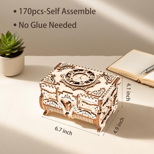 3D Wooden Puzzles for Adults,Wooden Toy for Kids and Adults,Model Building Kit,Educational Brain Teaser,Best Educational Christmas Birthday Day Gift for Friends (Wooden Antique Box) - color: Wooden Antique Box