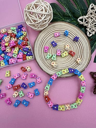 200pcs Bear Polymer Clay Beads, Mixed Charm Spacer Beads for Bracelet Necklace DIY Jewelry Making (Bear) - color: Bear