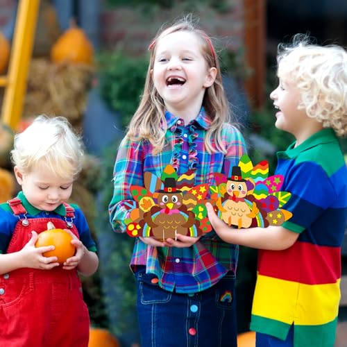 Fancy Land Thanksgiving Crafts for Kids DIY Turkey Puzzle Crafts 10 Sets