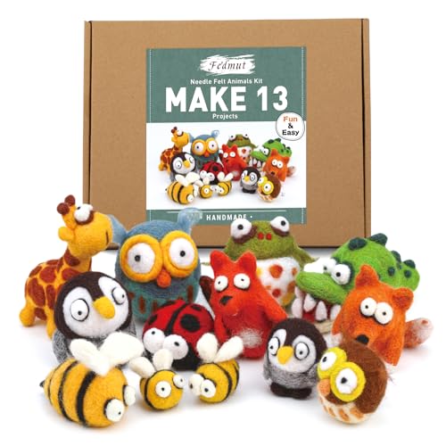 Fedmut Needle Felting Wool Kit Felting Kit, 13 Cute Animals Tools Supplies - color: 13Pcs Cute animals