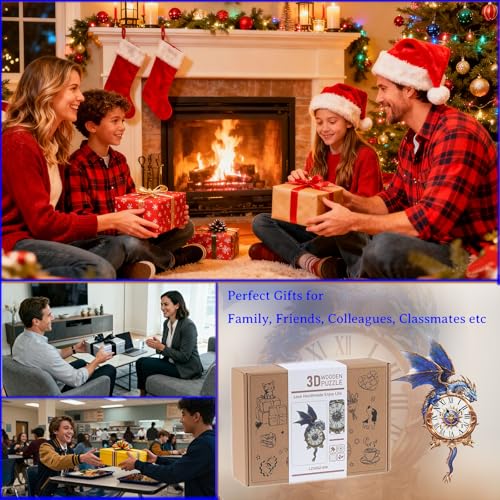 KAAYEE 3D Puzzles for Adults Blue Dragon Clock DIY Wooden Puzzle Craft - color: Blue Dragon Clock
