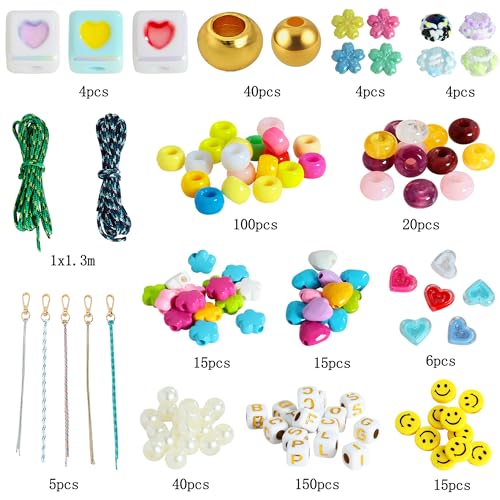 RepaTime 421PCS Acrylic Bead DIY Keychain Making Kit for Women - color: Bead Kit-B