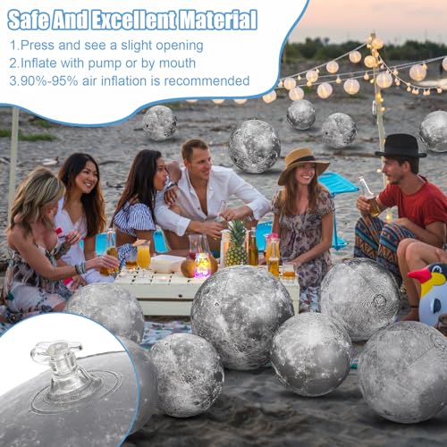 Shappy 12 Packs Moon Inflatable PVC Ball Bulk, 16 Inch, 24 Inch - size: 16 Inch, 24 Inch