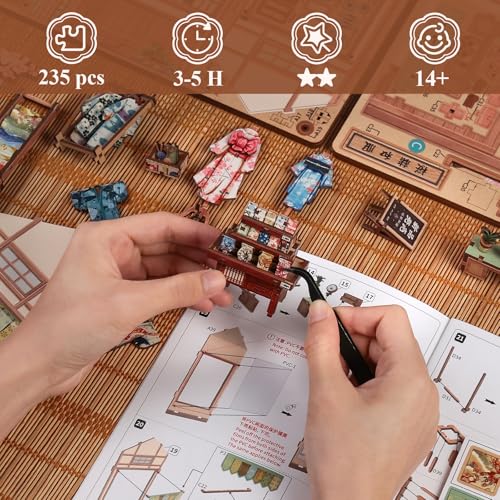 CUTEBEE Book Nook Kit - DIY Miniature House Japanese Sakura Kimono Shop