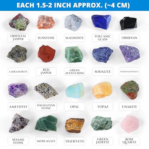 PIBEX Rock Collection Jumbo Kit, 20 Large Raw Rocks & Minerals - style: 20PC Jumbo Edition