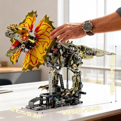 HJPLPXH Mechanical Dilophosaurus Building Blocks Set–Collectible Dino Model - style: Motor Dilophosaurus